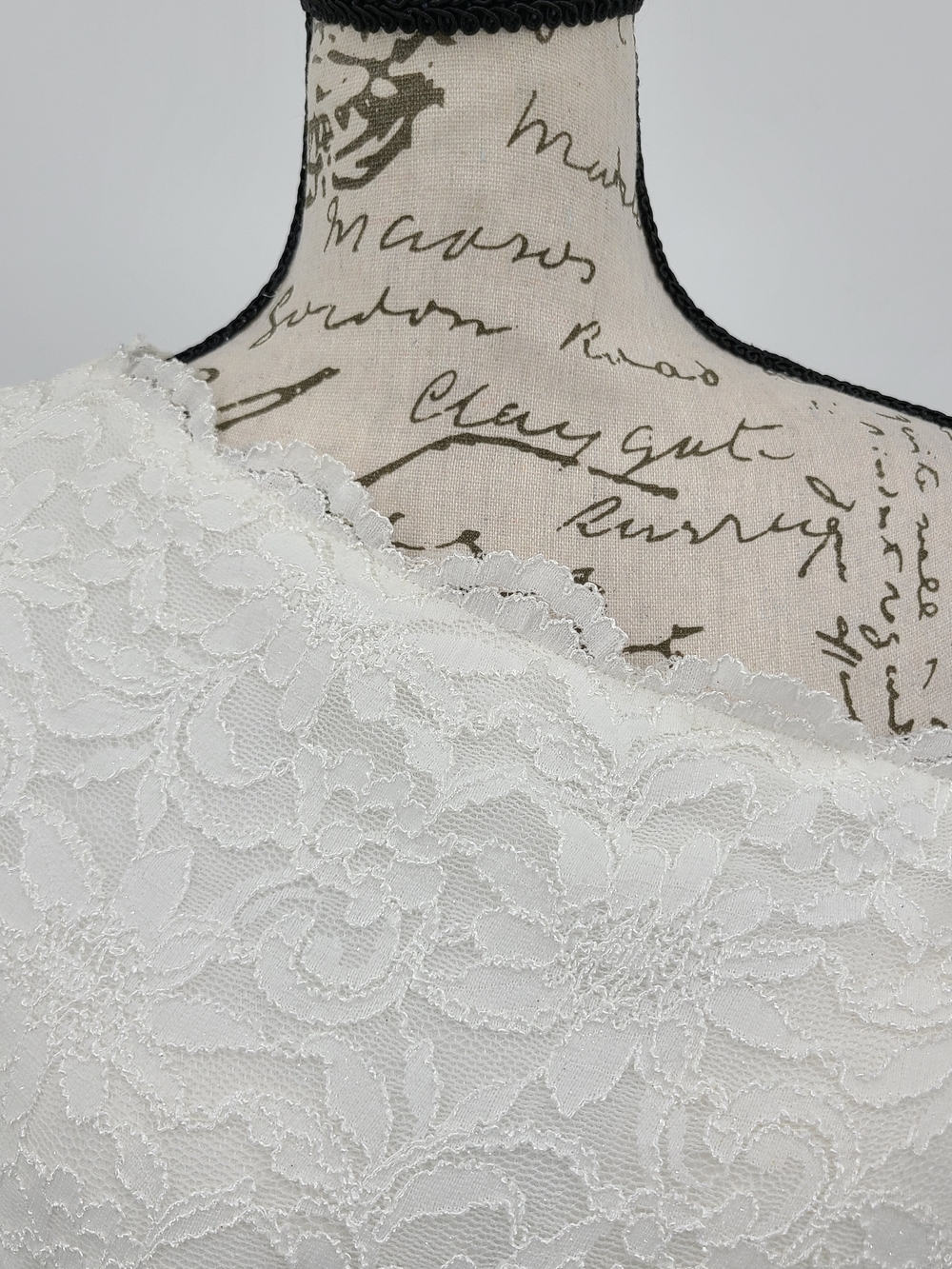 David's Bridal Studio White Lace One-Shoulder Wedding Dress - Picture 8 of 16
